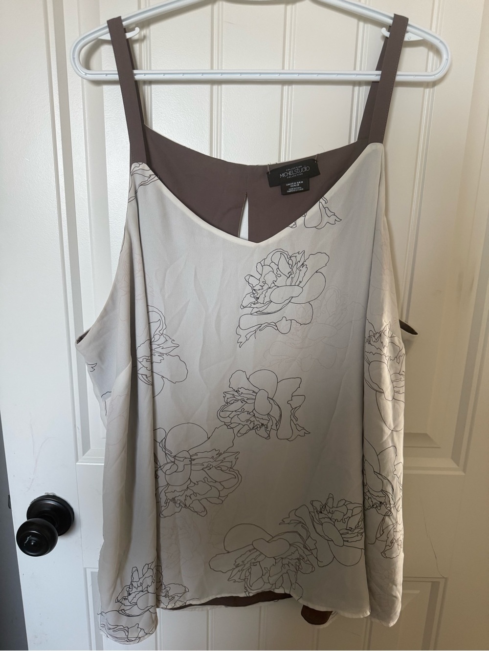 Michel Studio Floral Print Cami in Cream and Taupe